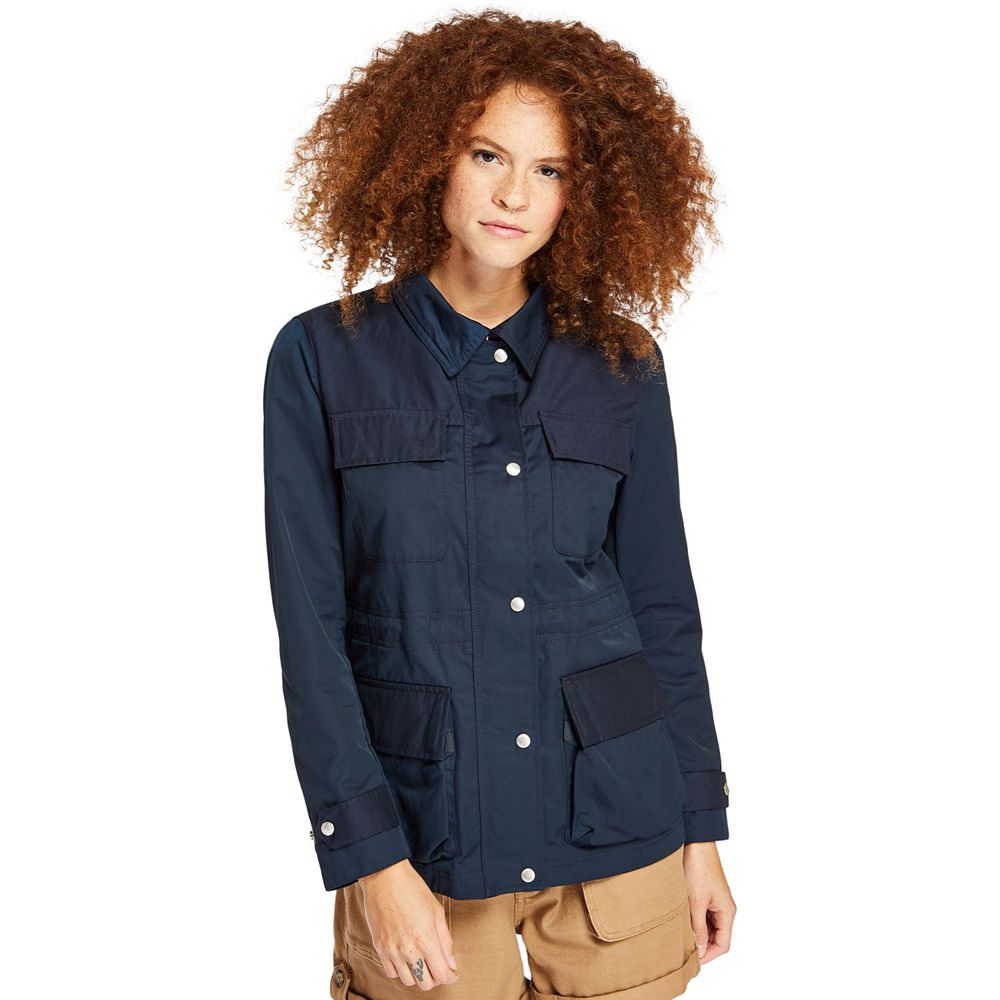 Chaquetas Timberland Argentina Mujer - Water-Resistant M65 Field - Azul Marino - LBWXQK-412